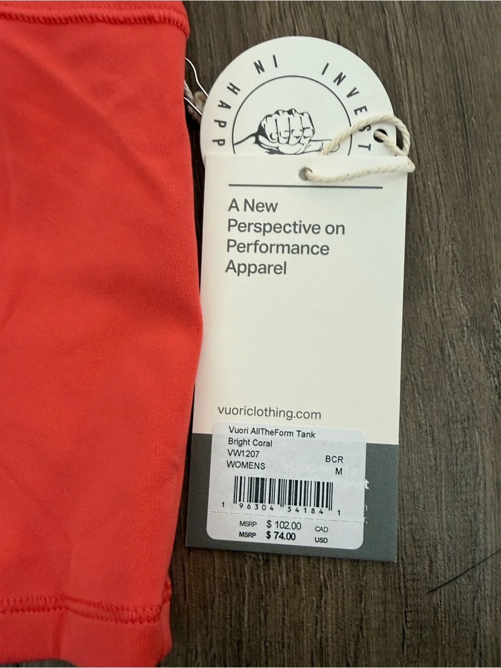 VUORI AllTheForm Bright Coral Matching Set Size Medium NWT Tank + Shorts $138